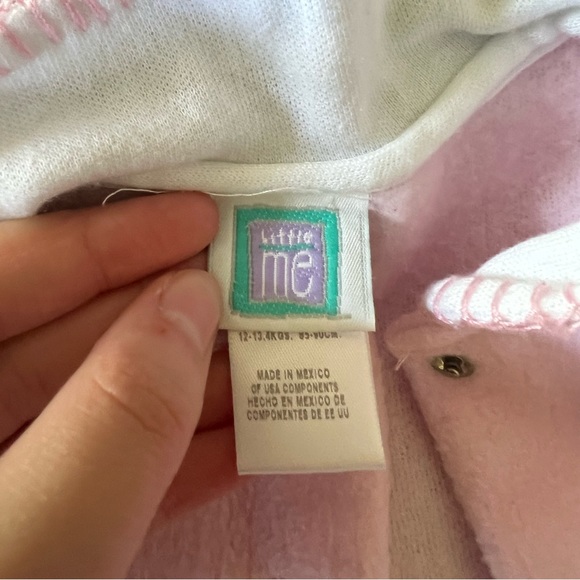 ◻️LITTLE ME: Girl size 24 months, fuzzy pink w/hearts footsie pajamas preowned◻️ - Picture 2 of 9